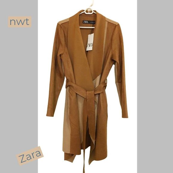 NWT ZARA Faux Suede Wrap Coat, Sz S - Picture 5 of 6